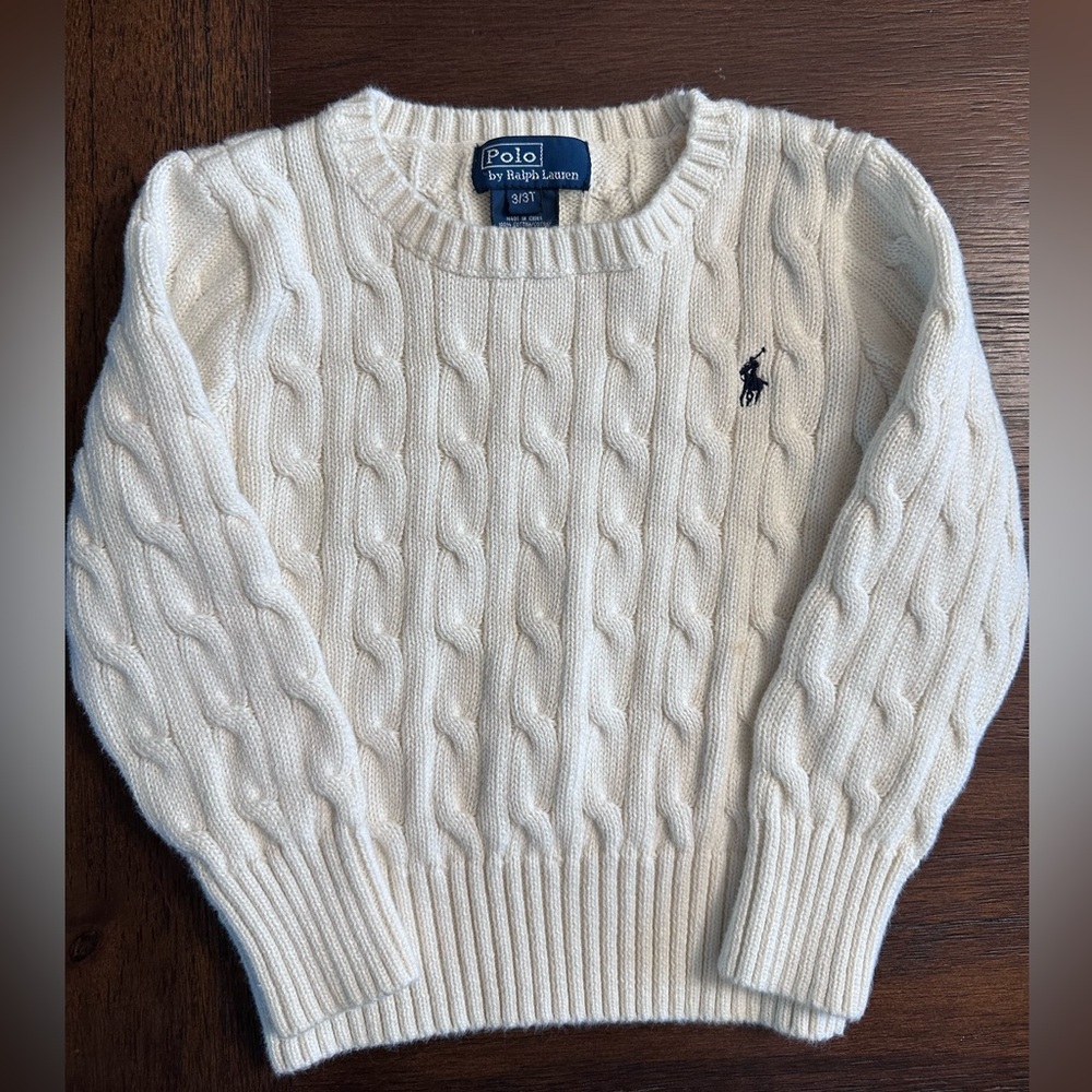 Polo Ralph Lauren cream Cable Knit Sweater. Size 3T. Perfect condition